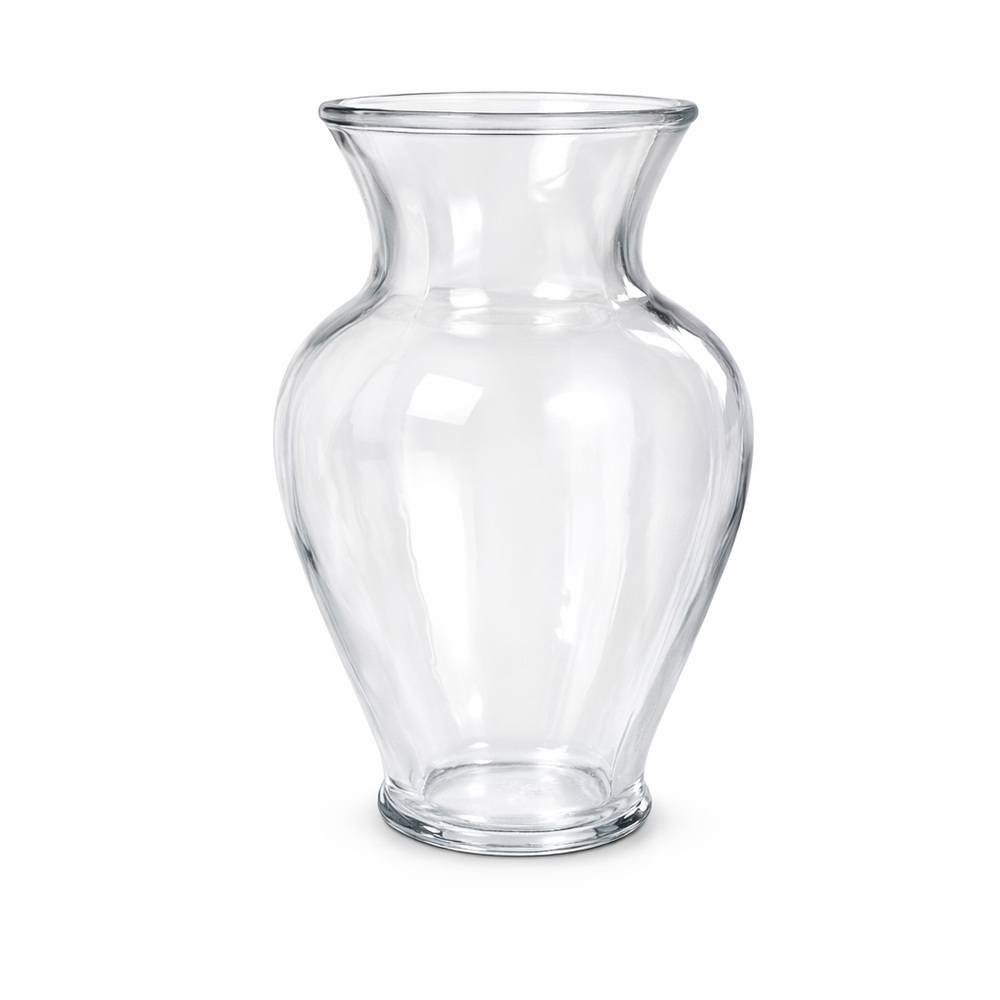 Clear Glass Curved Vase – 9” Tall, 4.125” Diameter